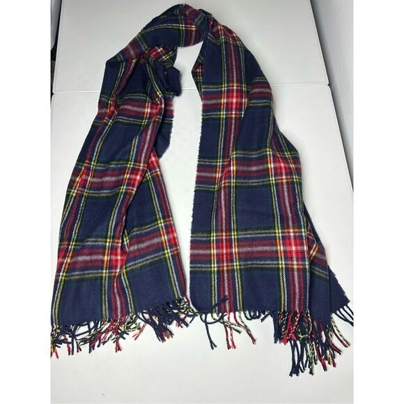 Jesi Lydia Wool Touch Plaid Scarf Shawl Blue Red Size 30” X 70” - Picture 7 of 9